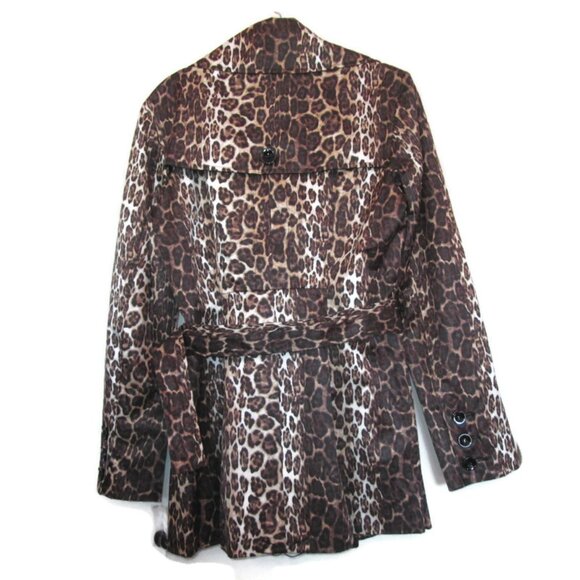 NEW nwt ny&co leopard coat satin trench size medium - Picture 5 of 7